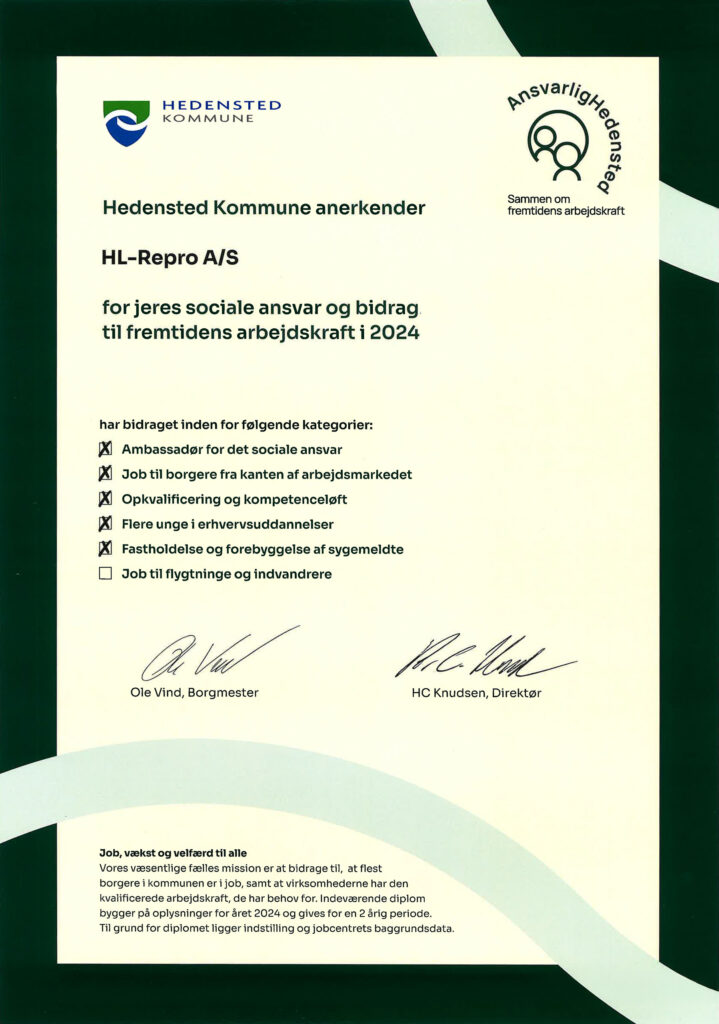 Diplom fra Ansvarlig Hedensted